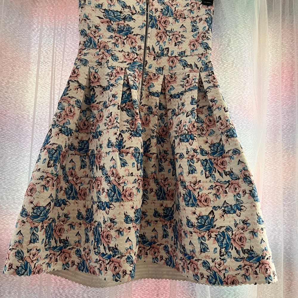 Sans Souci A-Line Skirt with Pink and Blue Floral Design